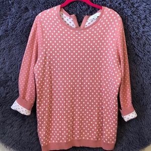 LOFT Peach & White Polka Dot Sweater
